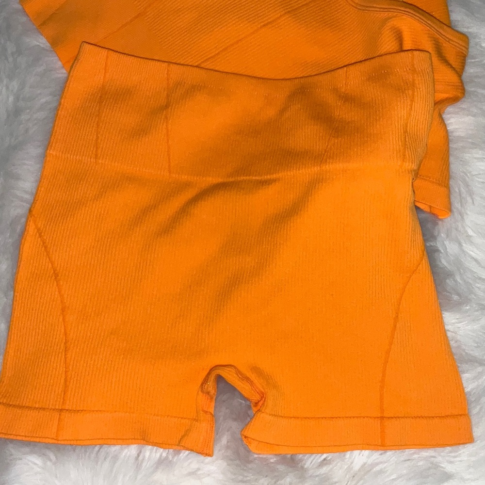 One Step Up Bright Orange Ribbed Set - Picture 8 of 8
